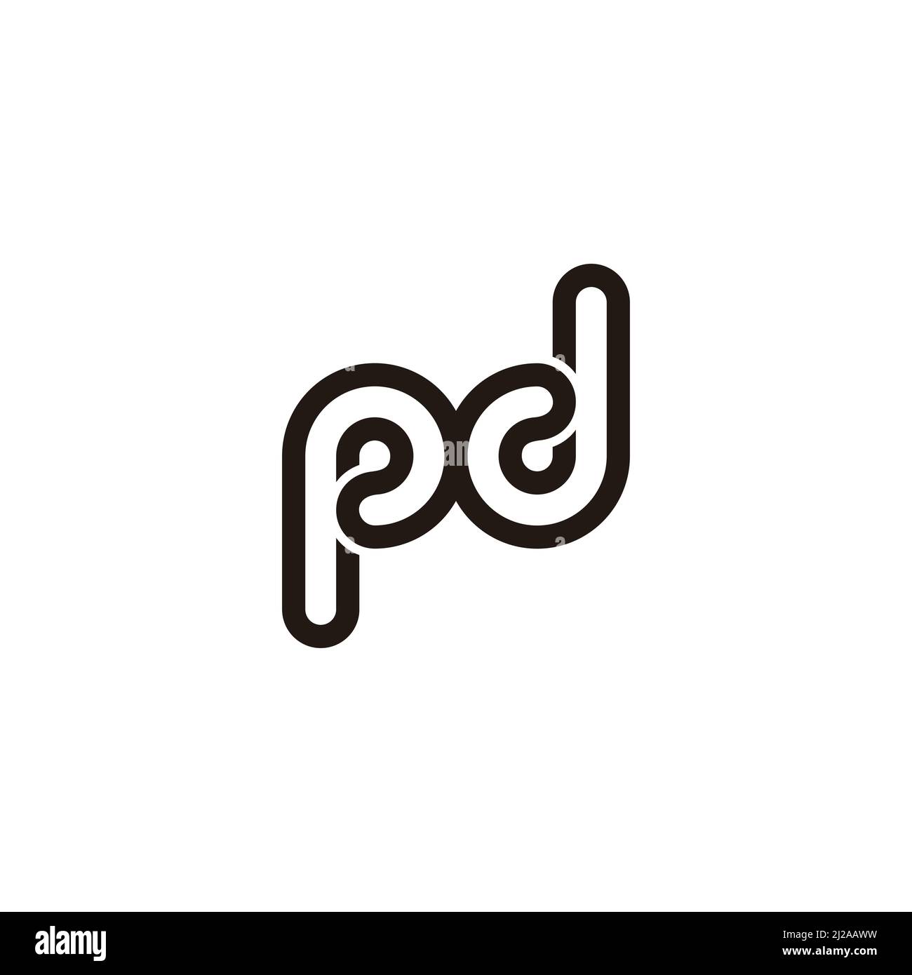 letter pd simple loop thin line logo vector Stock Vector