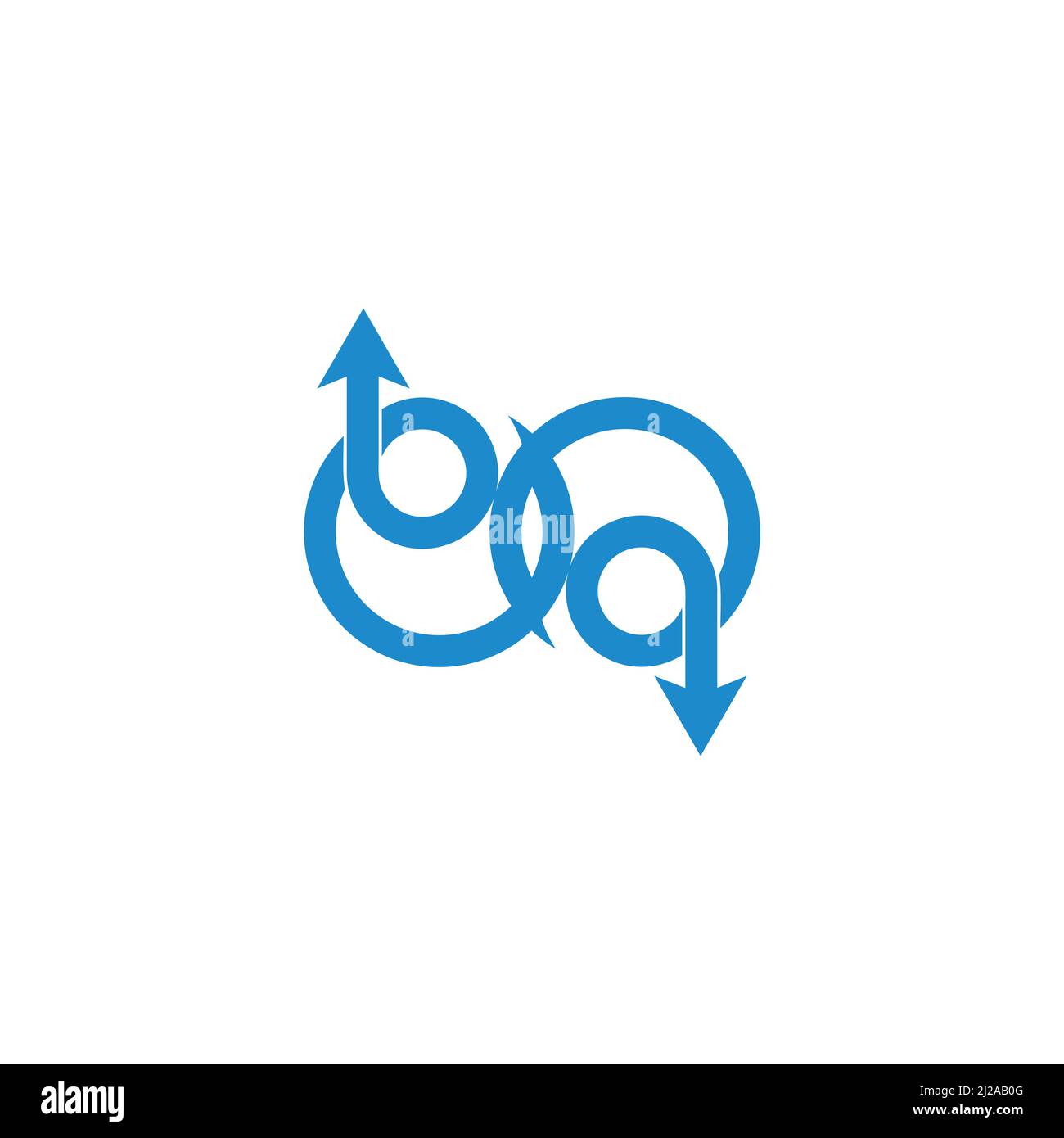 letters bq linked exchange arrows abstract geometric logo vector Stock Vector