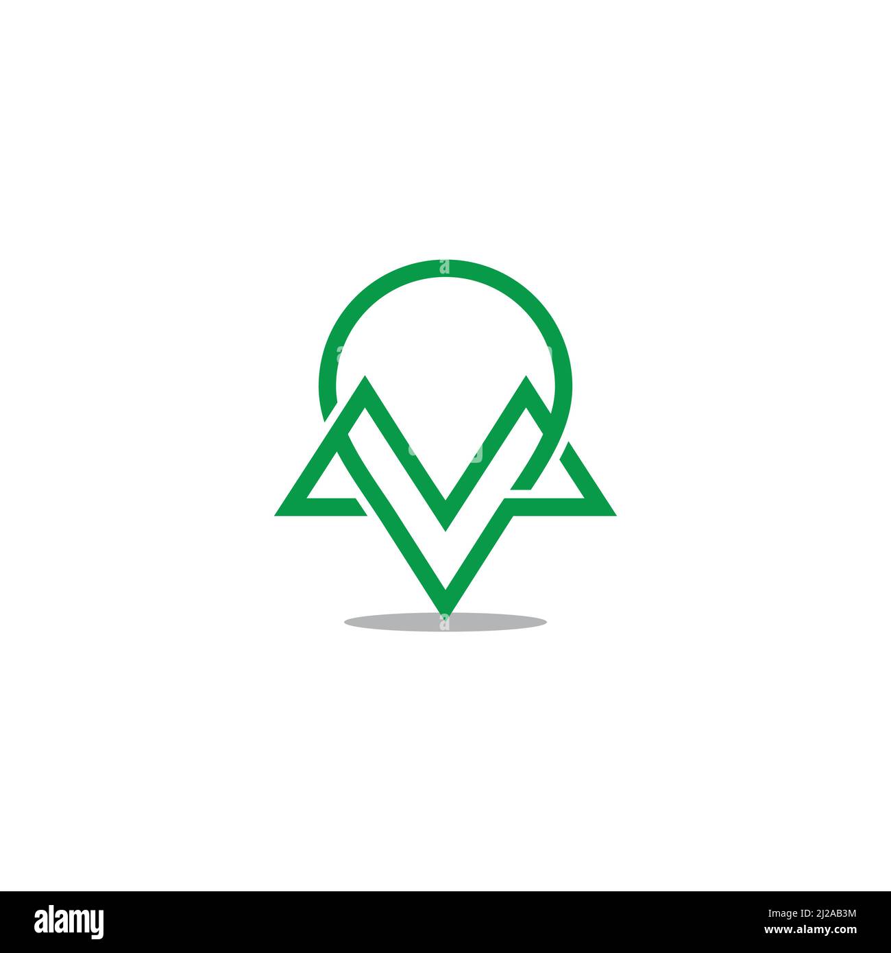 letter m pin location green mountain simple geometric line logo vector