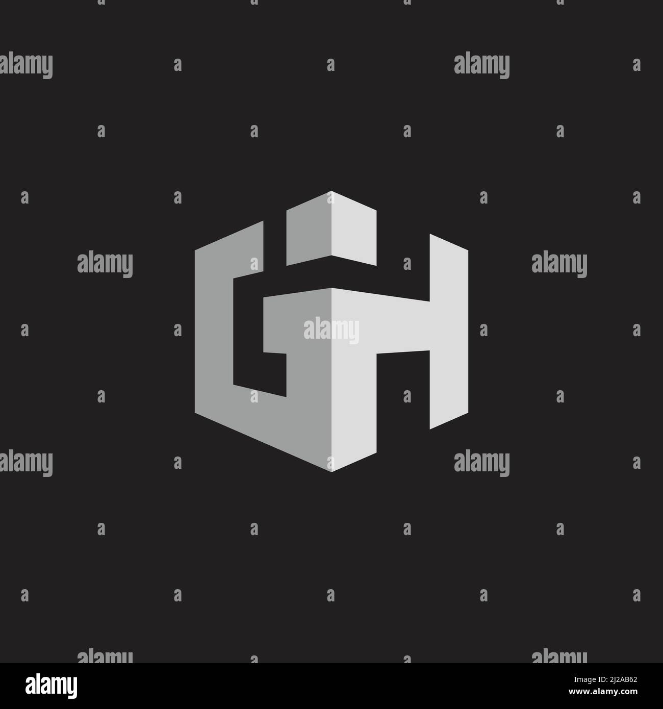 letter gh simple 3d shadow geometric logo vector Stock Vector