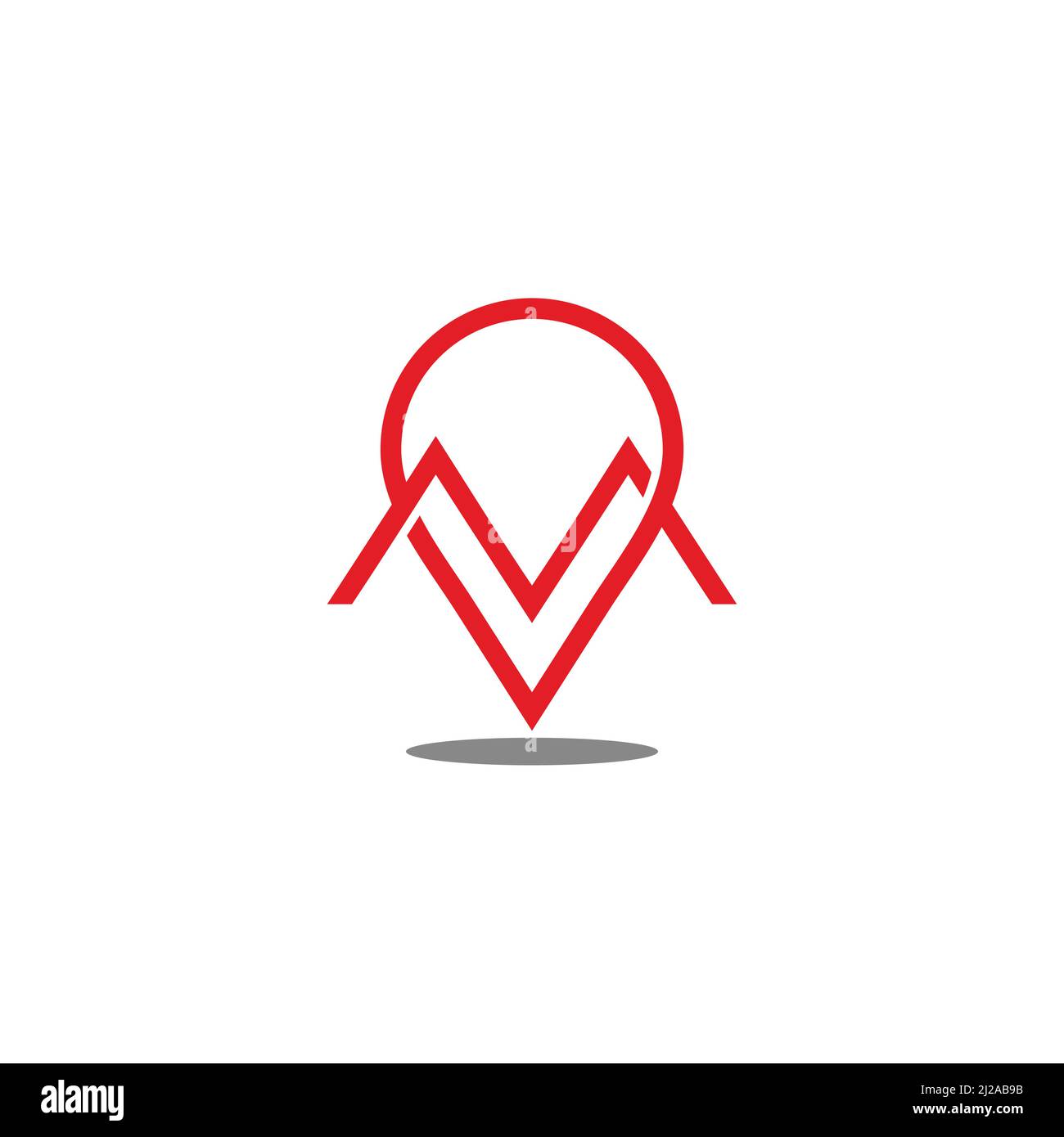 letter m pin location simple geometric line logo vector Stock Vector