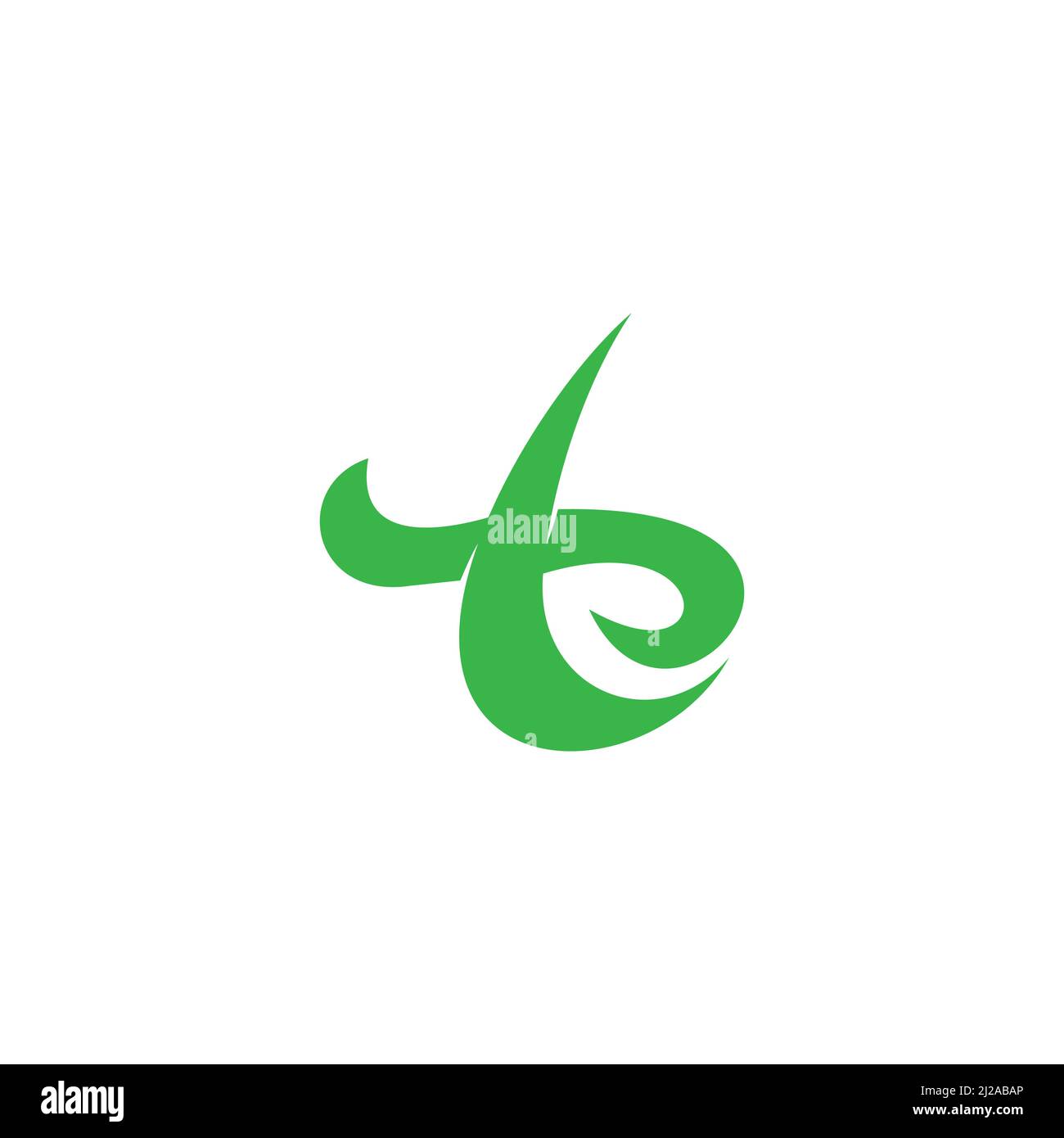 letter t simple green leaf negative space logo vector Stock Vector