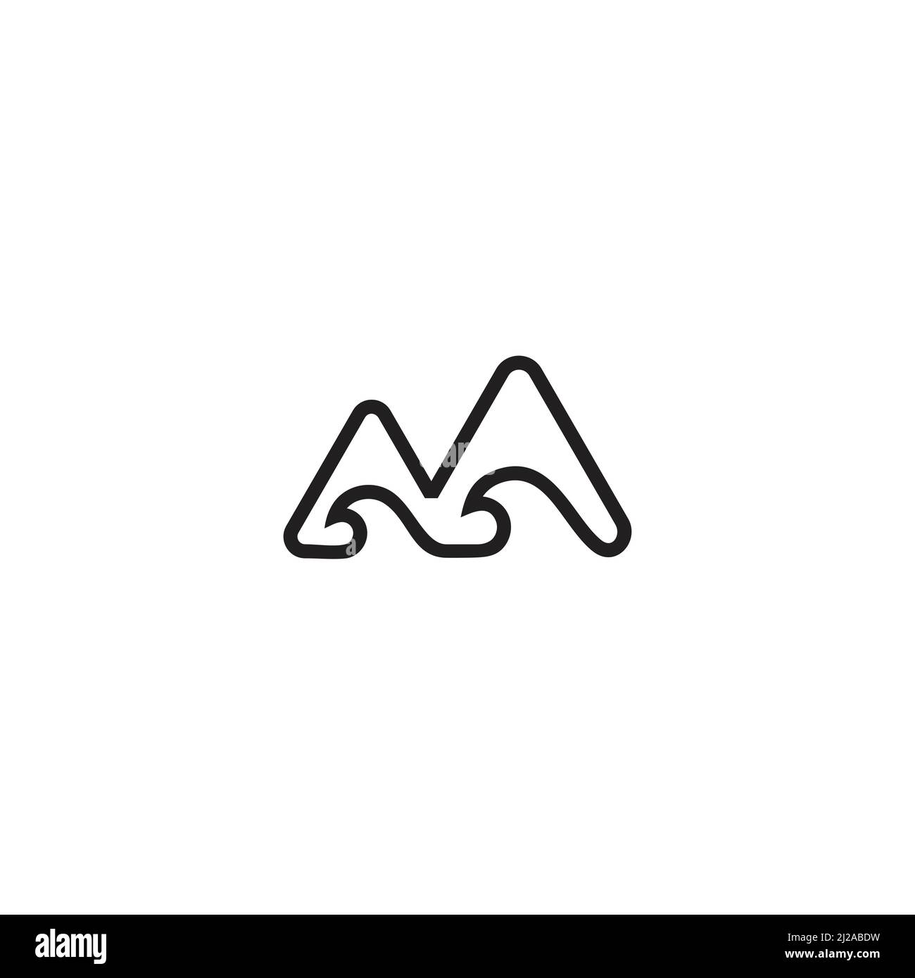 beach mountain simple geometric thin line symbol icon vector Stock Vector