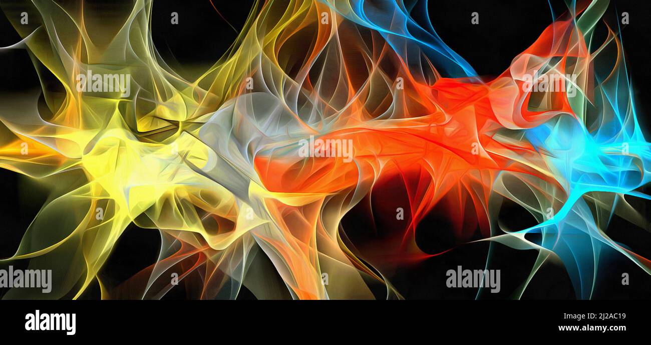 Abstract electrifying lines, smoky fractal pattern, digital ...