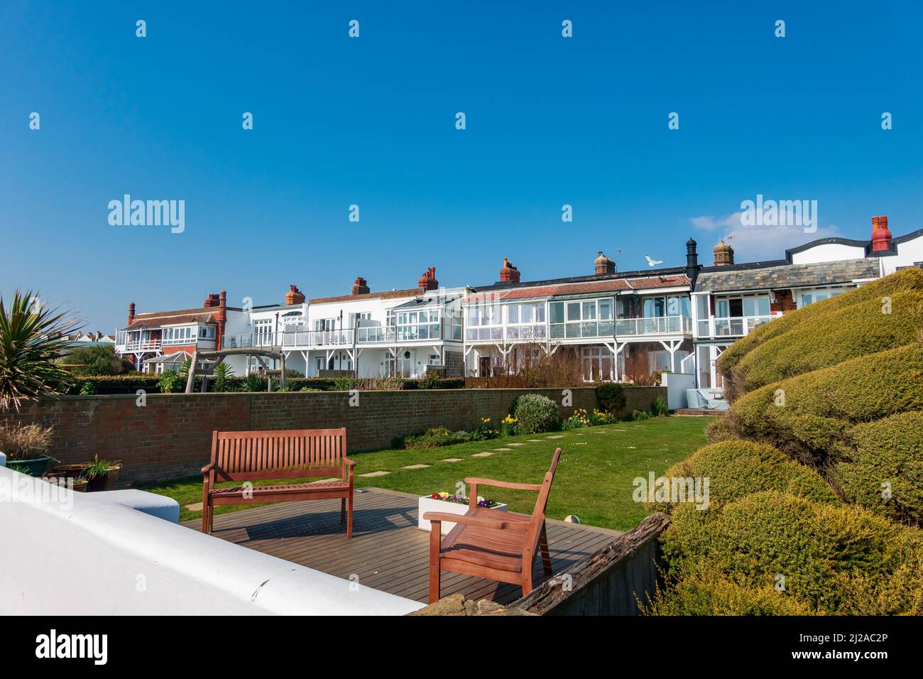 Seafront houses on the promenade at Bexhill on Sea   East Sussex, uk Stock Photo