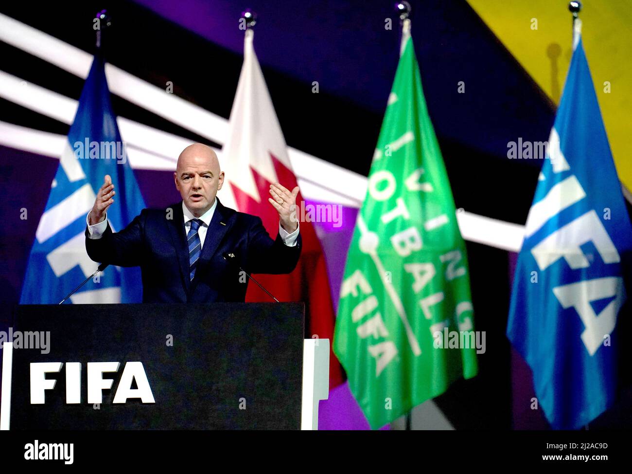 Gianni Infantino, the president of FIFA during the 72nd FIFA Congress