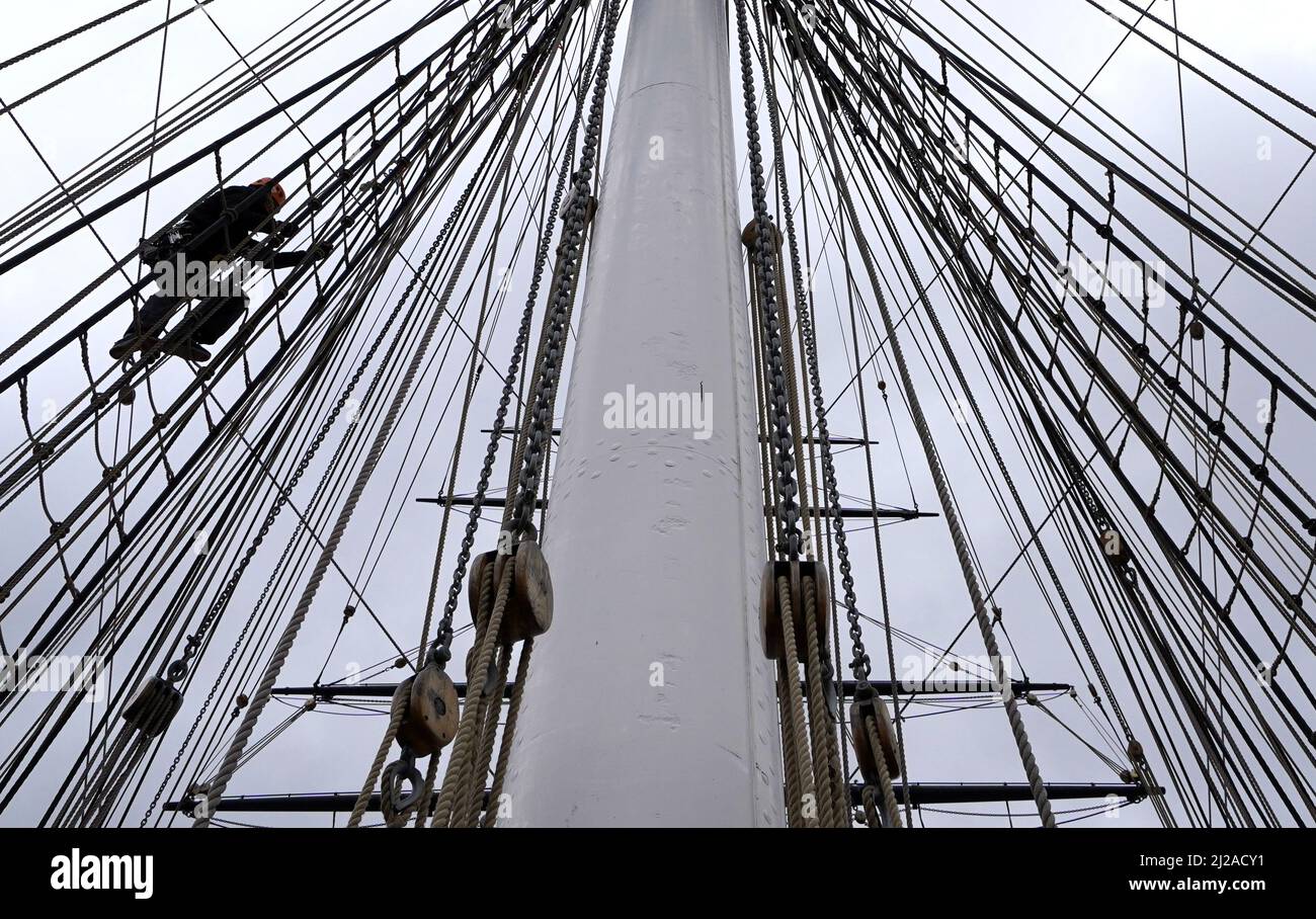 Cutty Sark Rig Climb A climber scales the rigging of the Cutty Sark in Greenwich, south ...