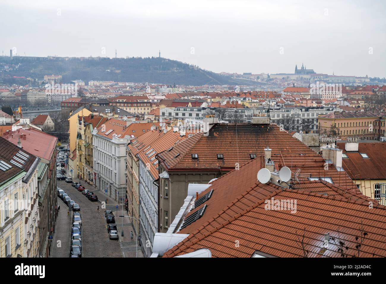 The View of Prague from Vyšehrad-the upper castle- in Prague, Czech Republic. Stock Photo