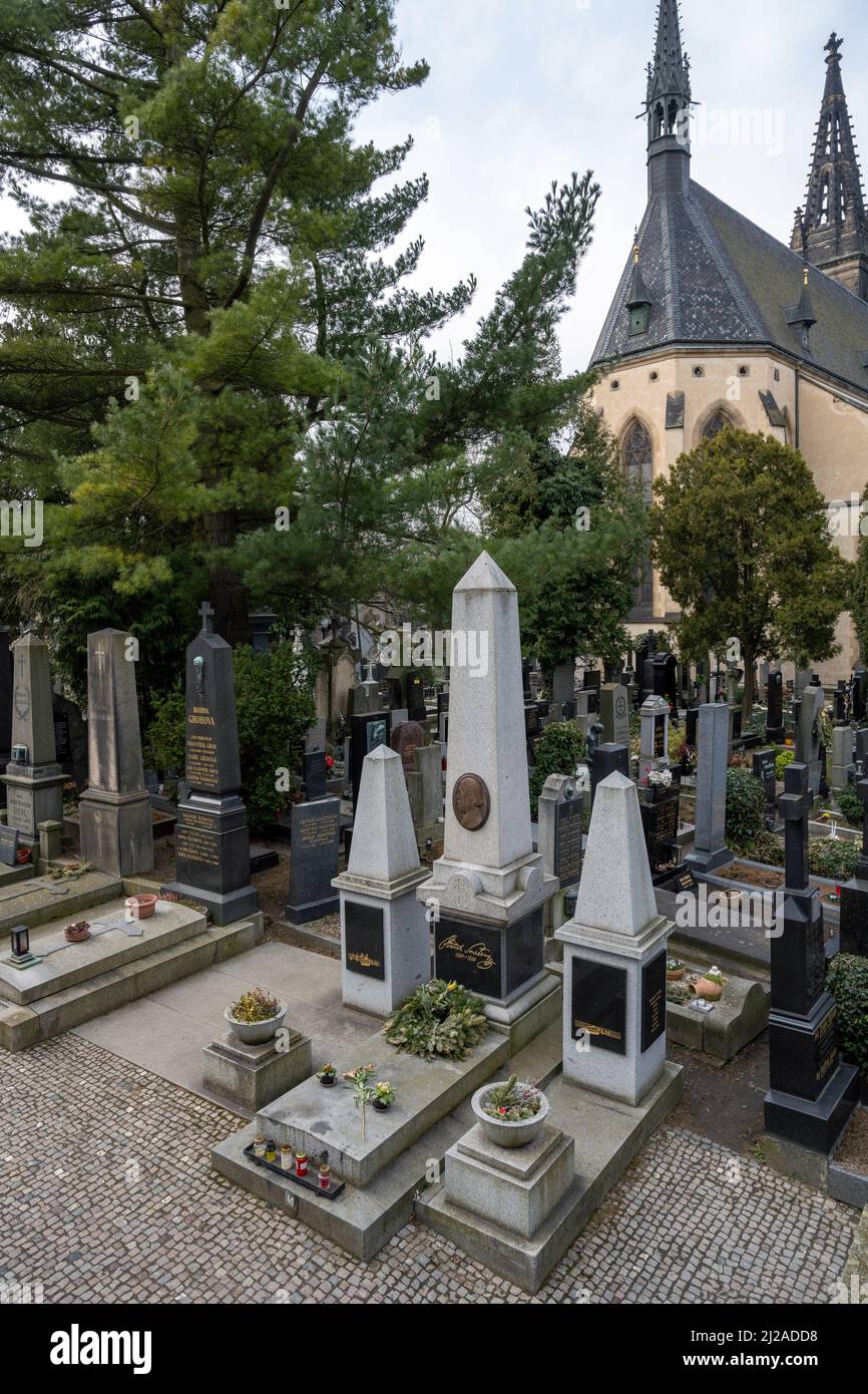 The Grave of Bedřich Smetana at the National Cemetery in Vyšehrad, Prague, Czech Republic. Stock Photo