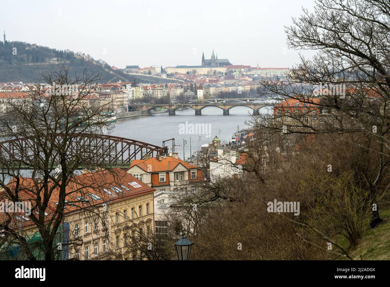The View of Prague from Vyšehrad-the upper castle- in Prague, Czech Republic. Stock Photo