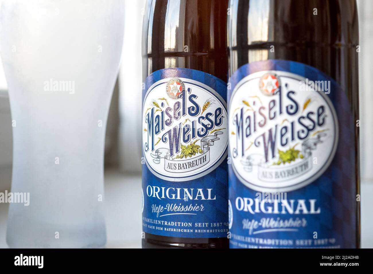 BERLIN - MAR 06: Two bottles of the Maisels Weisse beer in Berlin ...