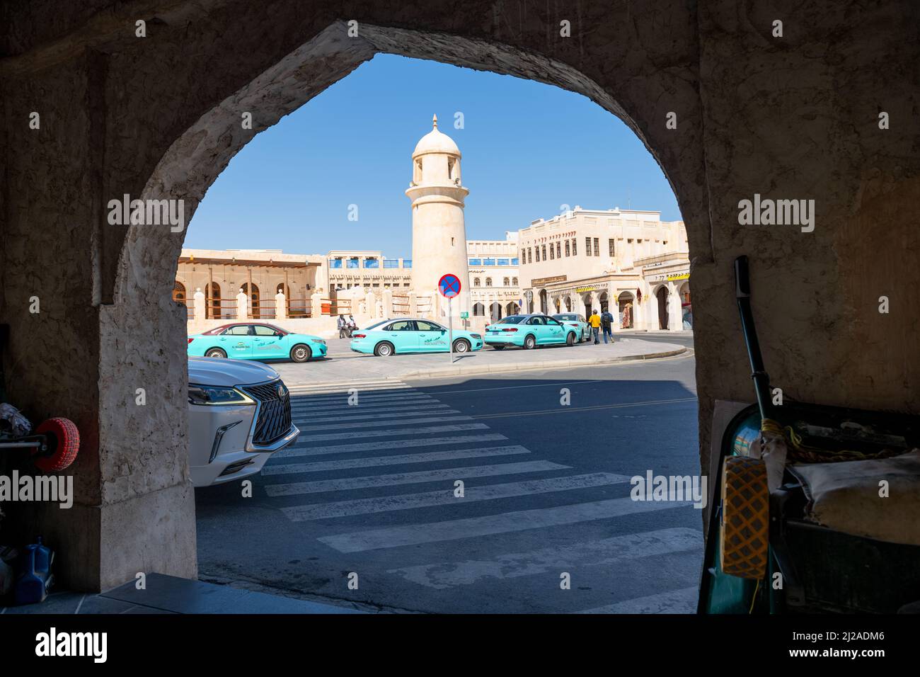 Souq Waqif is a souq in Doha, in the state of Qatar. The souq is known  for selling traditional garments, spices, handicrafts, and souvenirs Stock Photo