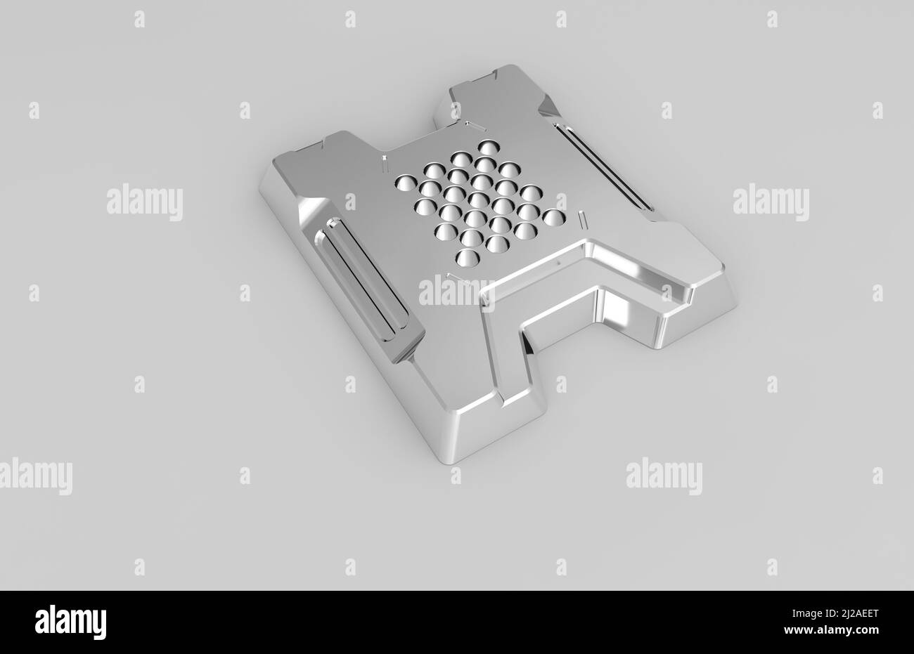Metal parts on light gray background,3D rendering Stock Photo - Alamy