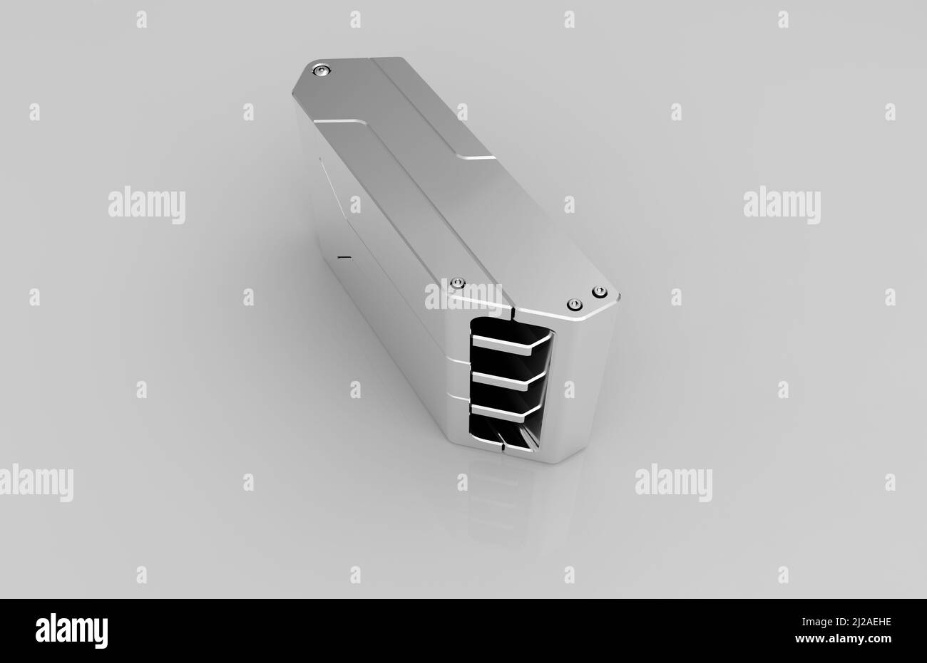 Metal parts on light gray background,3D rendering Stock Photo - Alamy