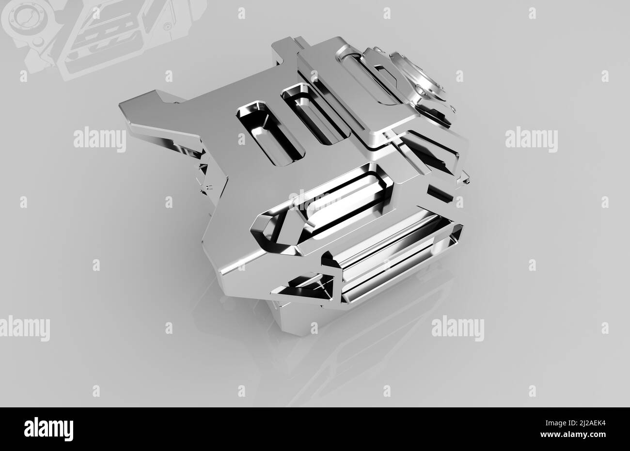 Metal parts on light gray background,3D rendering Stock Photo - Alamy