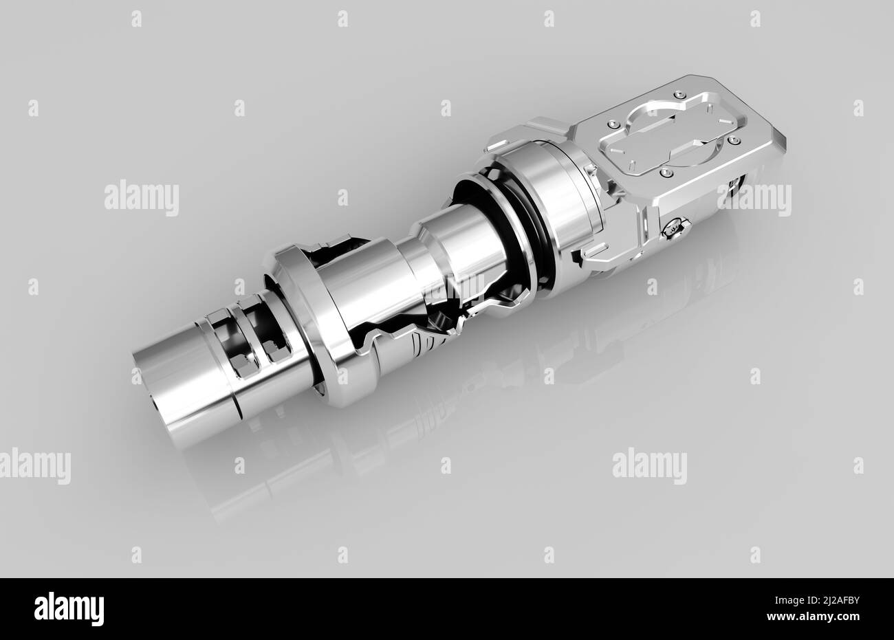 Metal parts on light gray background,3D rendering Stock Photo - Alamy