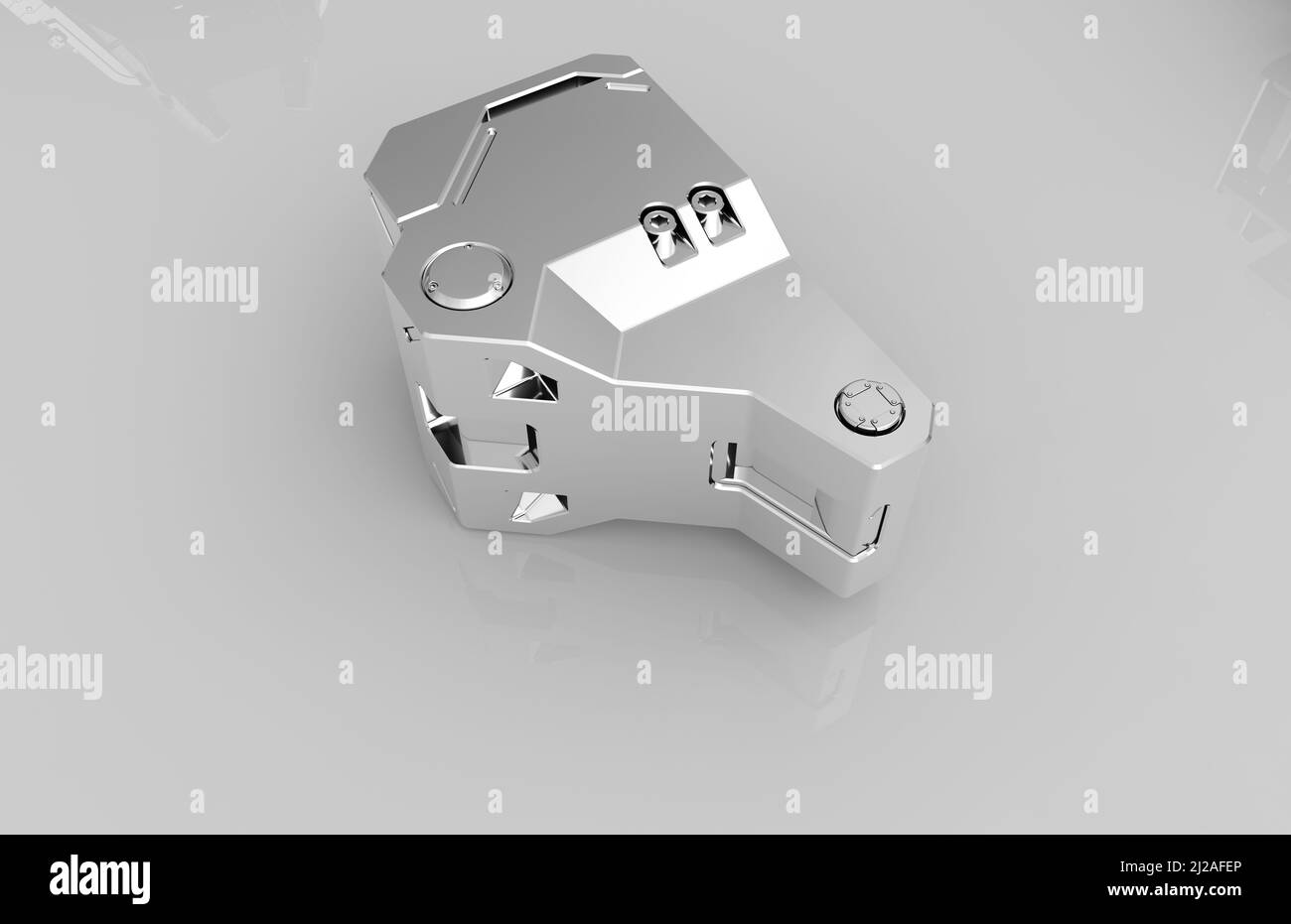 Metal parts on light gray background,3D rendering Stock Photo - Alamy
