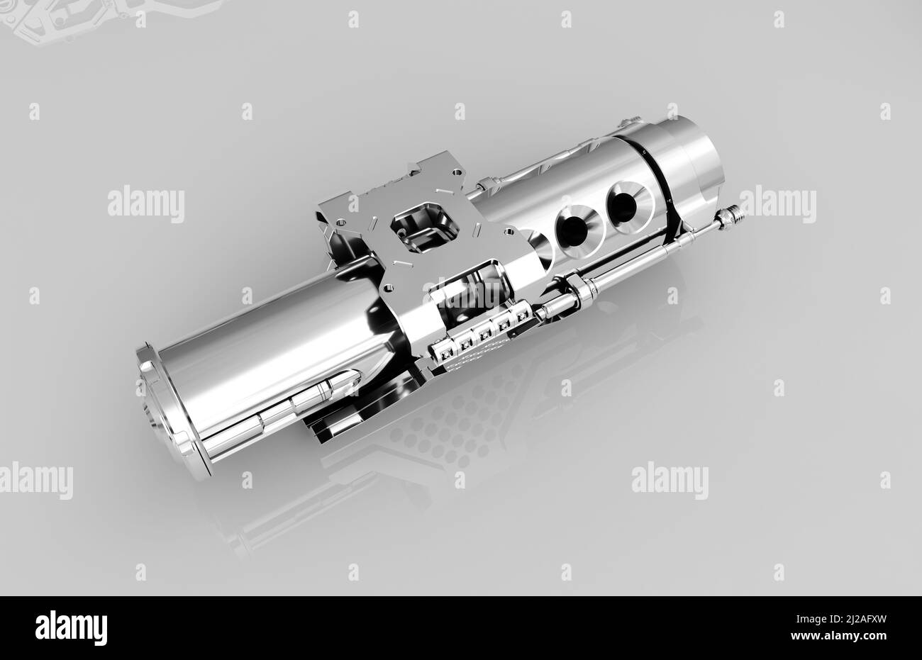 Metal parts on light gray background,3D rendering Stock Photo - Alamy