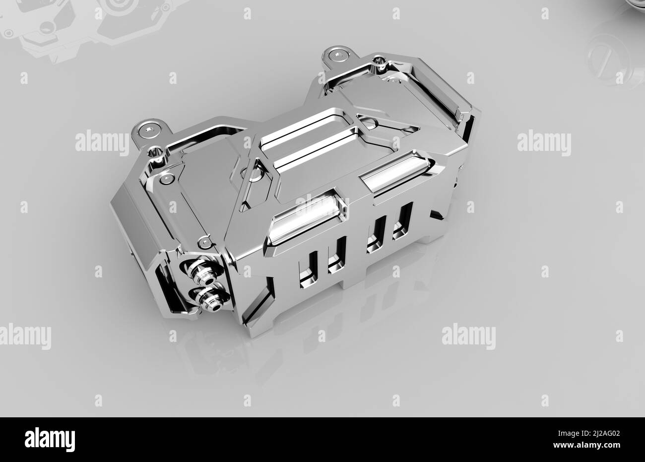 Metal parts on light gray background,3D rendering Stock Photo - Alamy