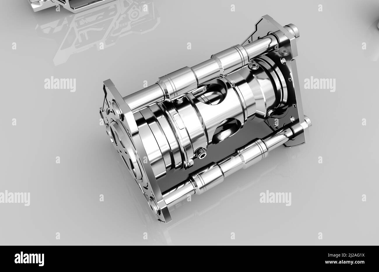 Metal parts on light gray background,3D rendering Stock Photo - Alamy
