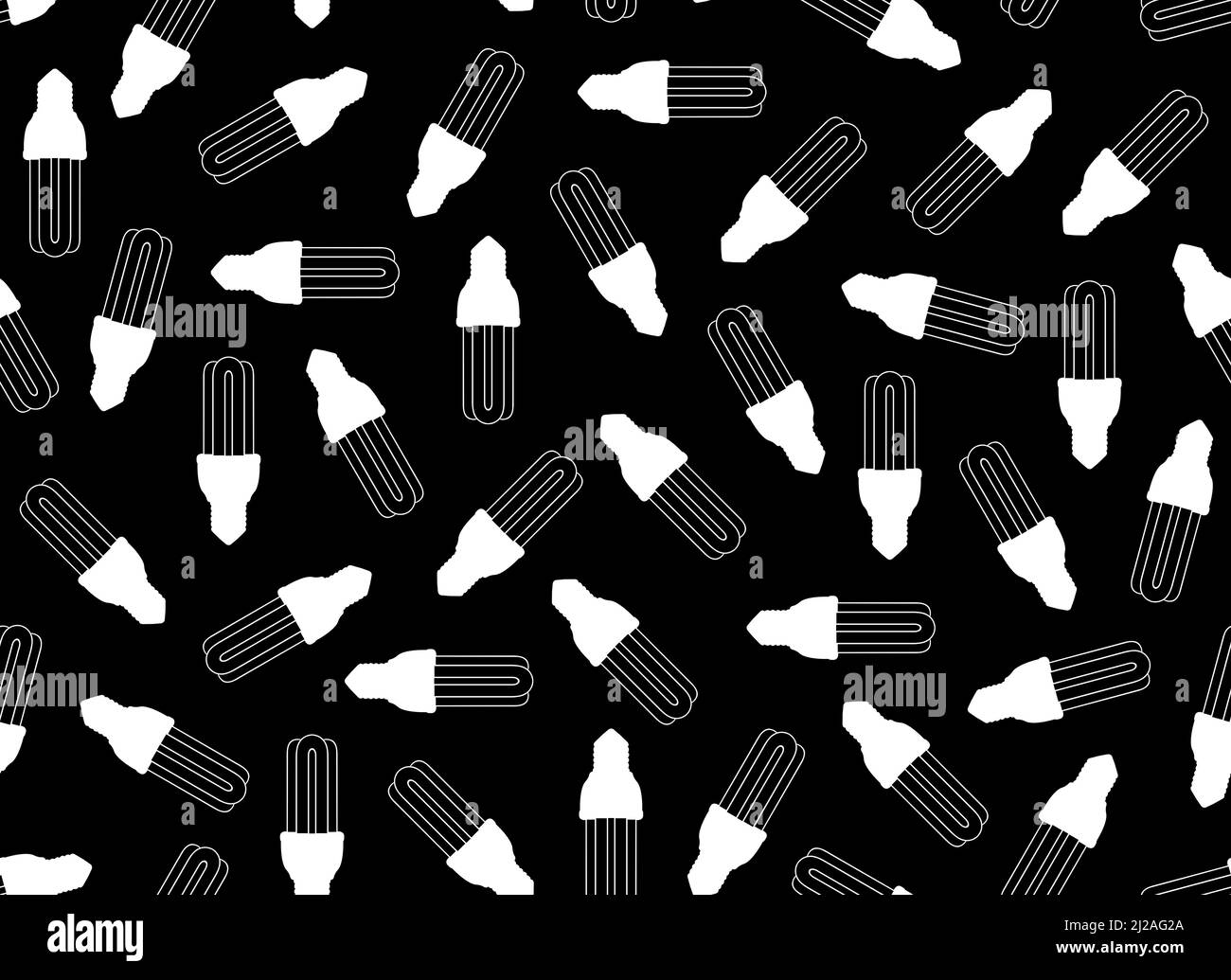 Illustration of light bulbs seamless with black background Stock Photo