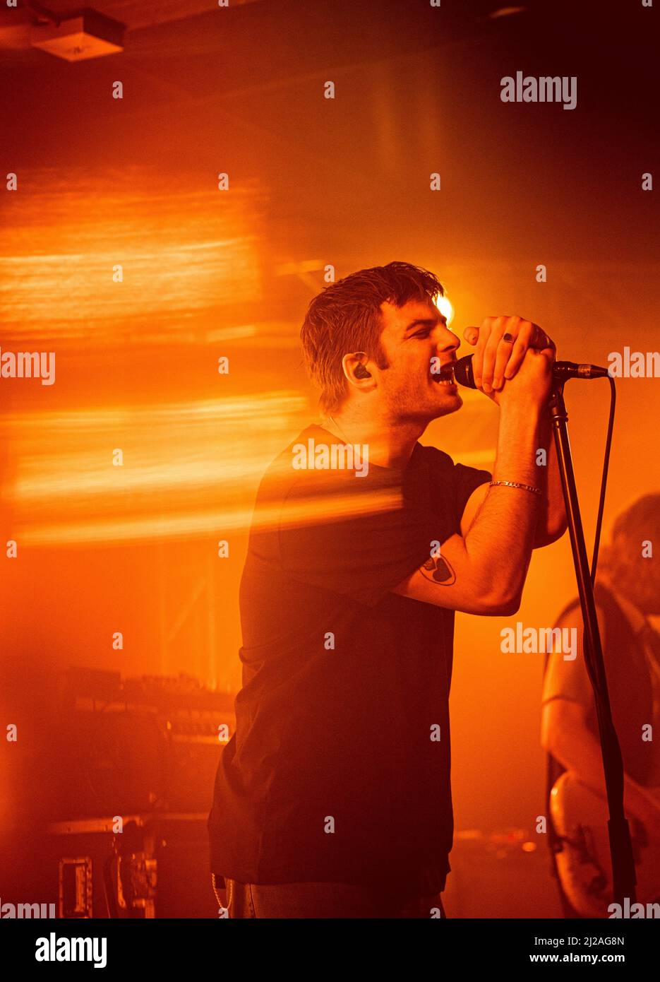 Malmoe, Sweden. 30th Mar, 2022. The Irish post-punk band Fontaines D.C. performs a live concert at Plan B in Malmoe. Here vocalist Grian Chatten is seen live on stage. (Photo Credit: Gonzales Photo/Alamy Live News Stock Photo