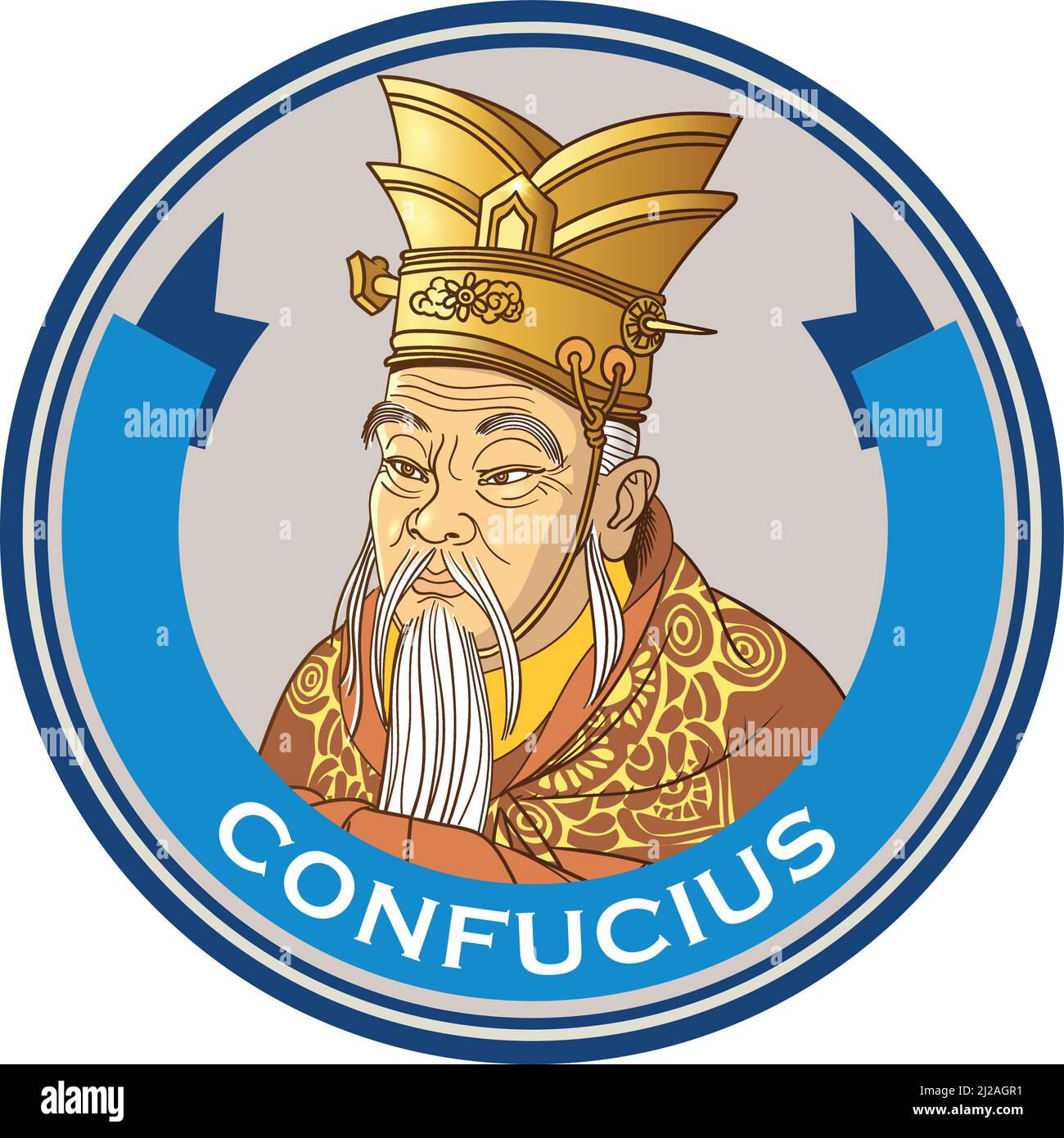 Confucius vector portrait. Asian philosopher Stock Vector