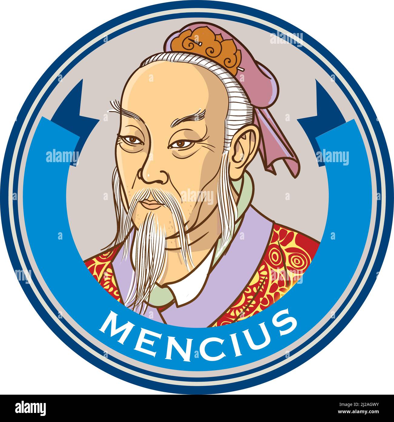 Mencius portrait, confucian philosopher Stock Vector