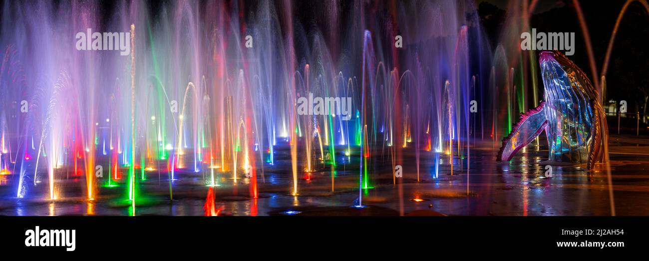 Coloured light display at Wetside Water Park, Hervey Bay, Queensland Australia Stock Photo