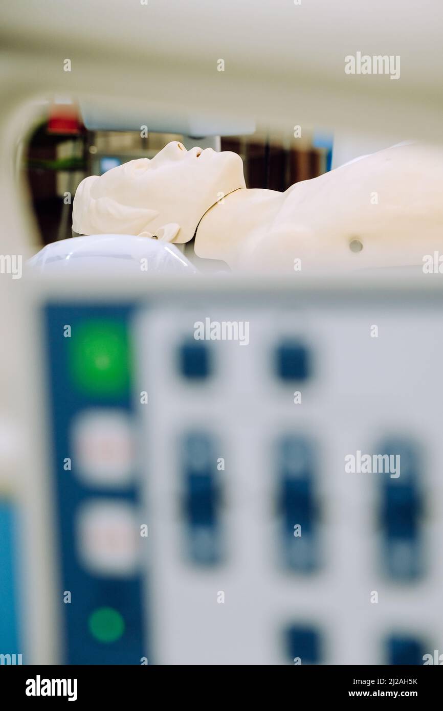 Image of CPR dummy with defibrillator Stock Photo Alamy