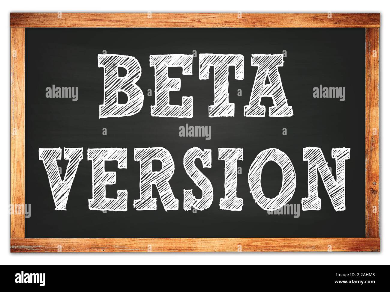 BETA VERSION written on black wooden frame school blackboard Stock ...