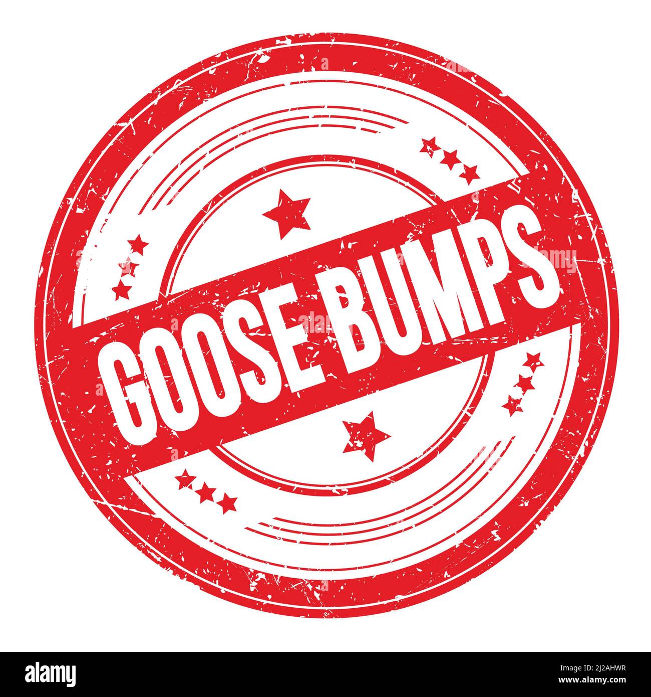 GOOSE BUMPS text on red round grungy texture stamp. Stock Photo