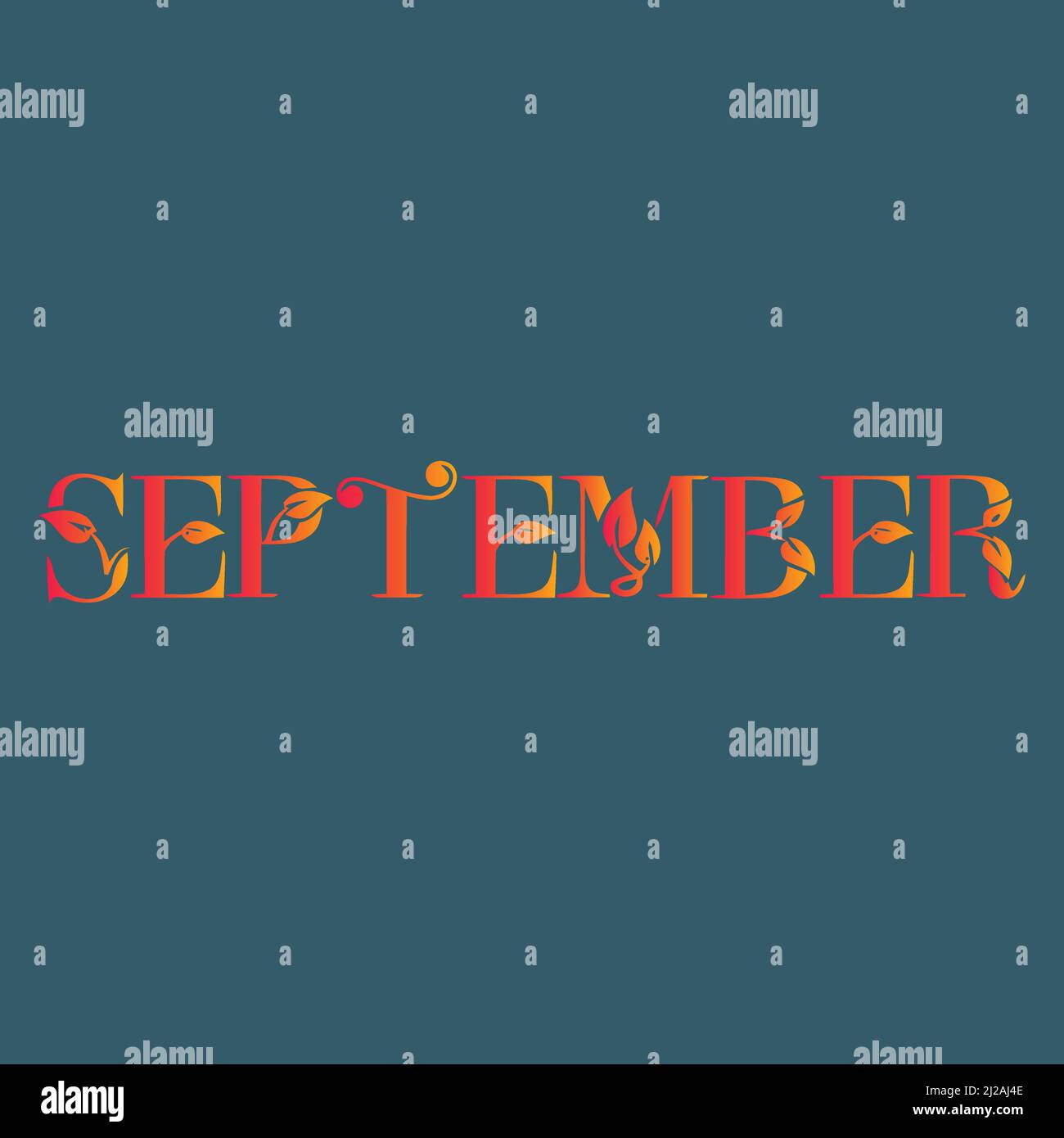 September month name. Vector illustration for poster, card, calendar ...