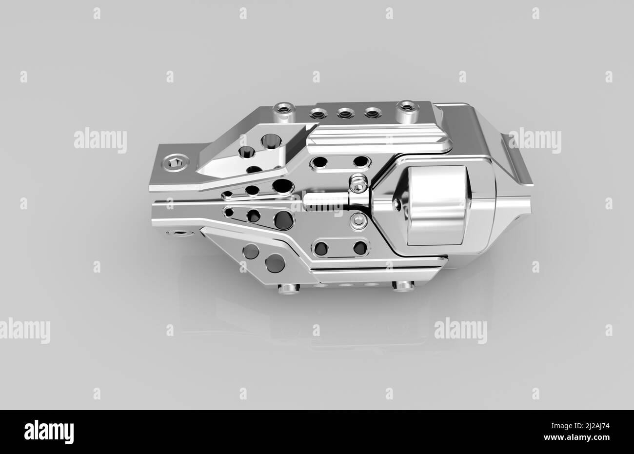 Metal parts on light gray background,3D rendering Stock Photo - Alamy