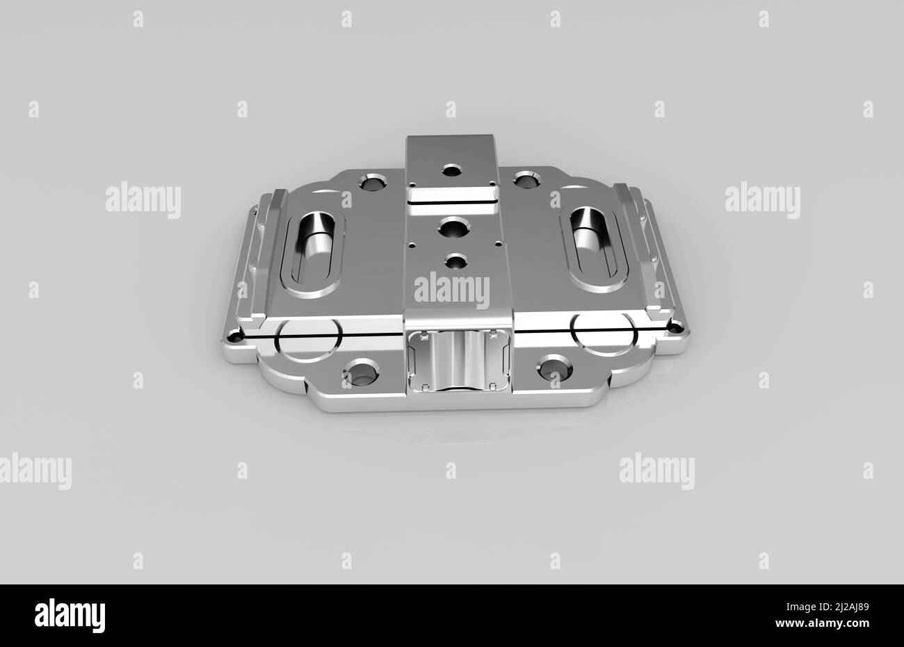Metal parts on light gray background,3D rendering Stock Photo - Alamy