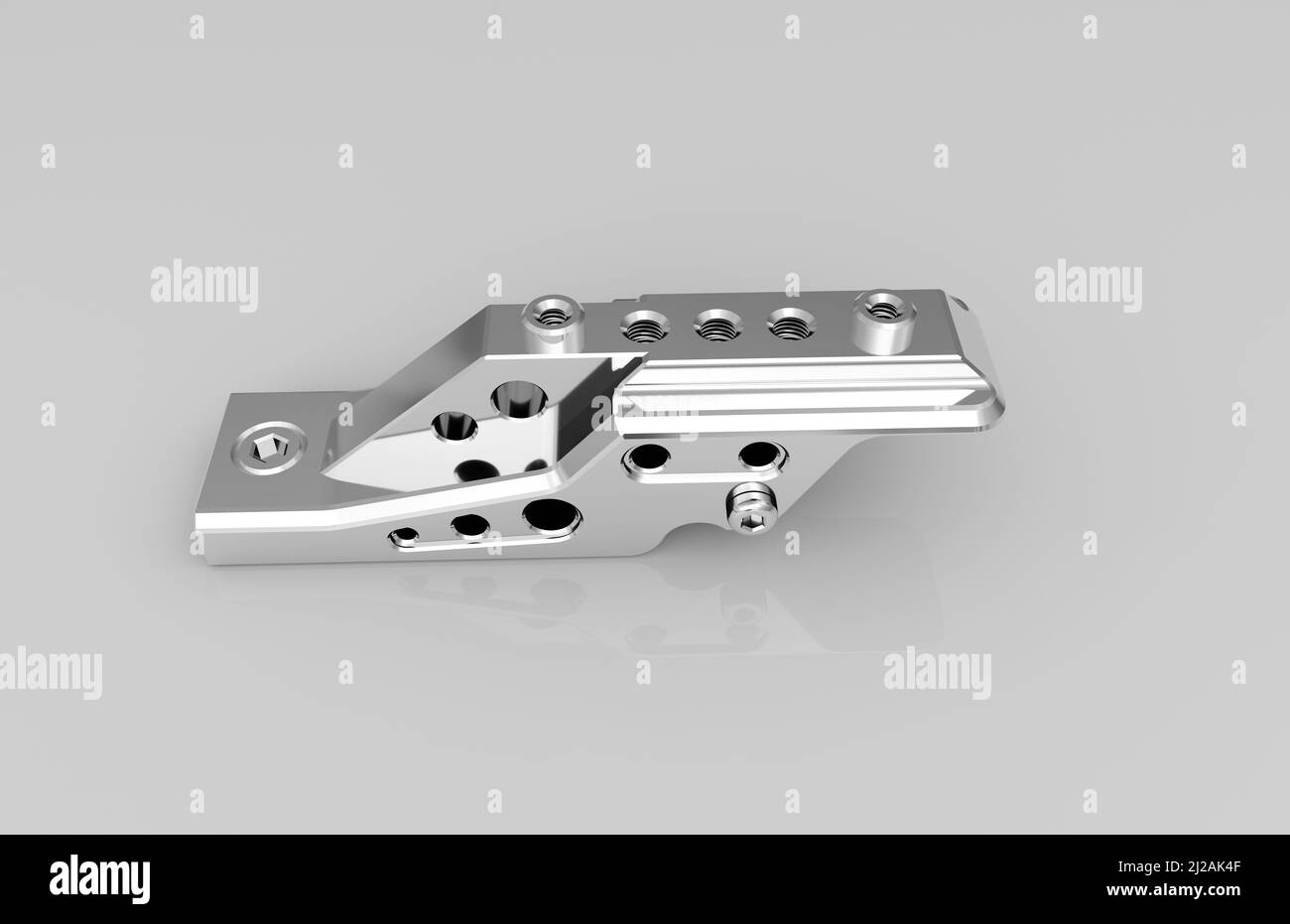 Metal parts on light gray background,3D rendering Stock Photo - Alamy