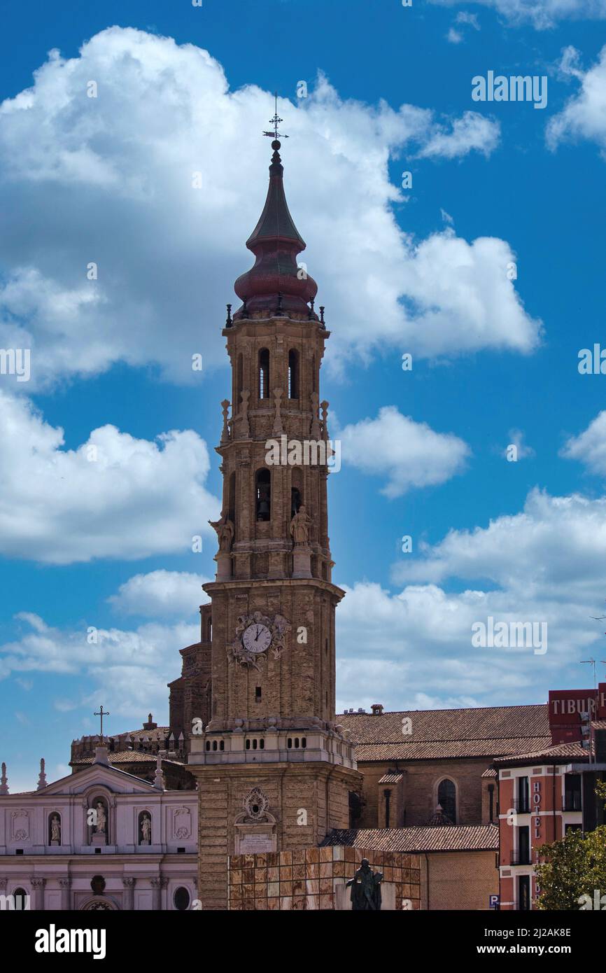 Some architectural details of historic buildings in the beautiful city of Zaragoza in Spain Stock Photo