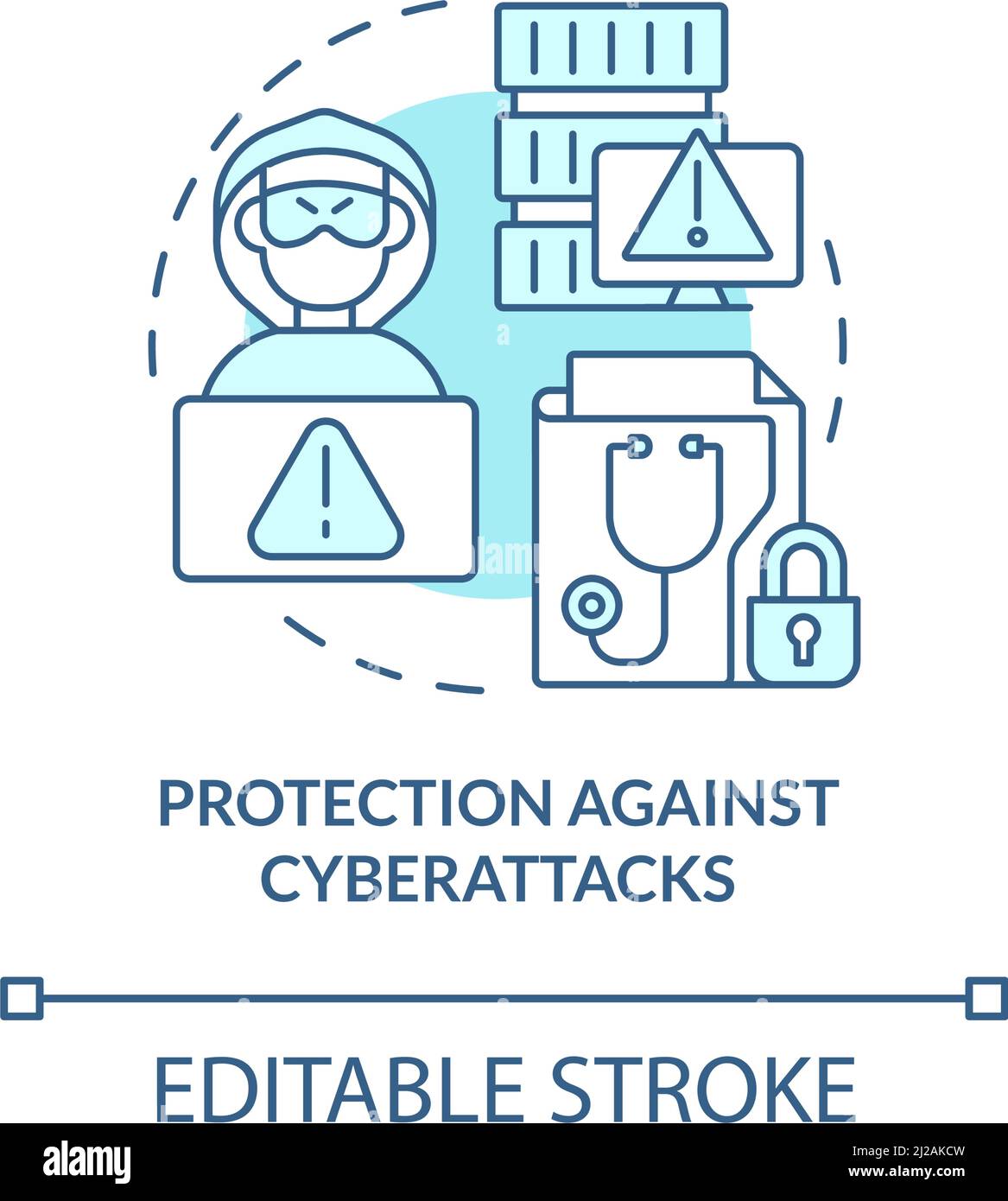 Protection against cyberattacks turquoise concept icon Stock Vector
