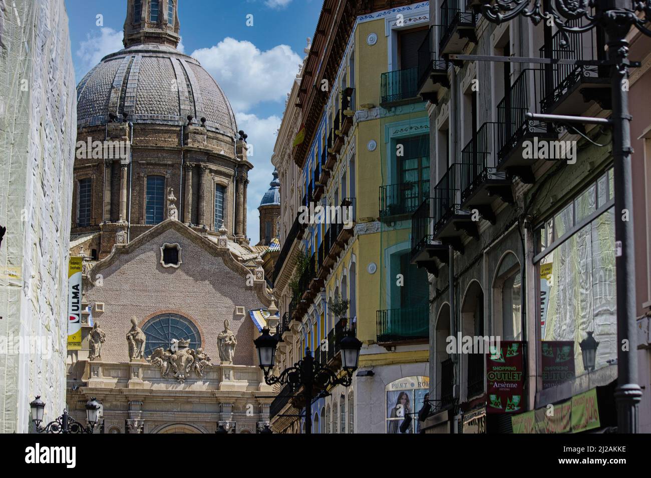 The beautiful city of Zaragoza, Spain, an important tourist and religious destination. Stock Photo