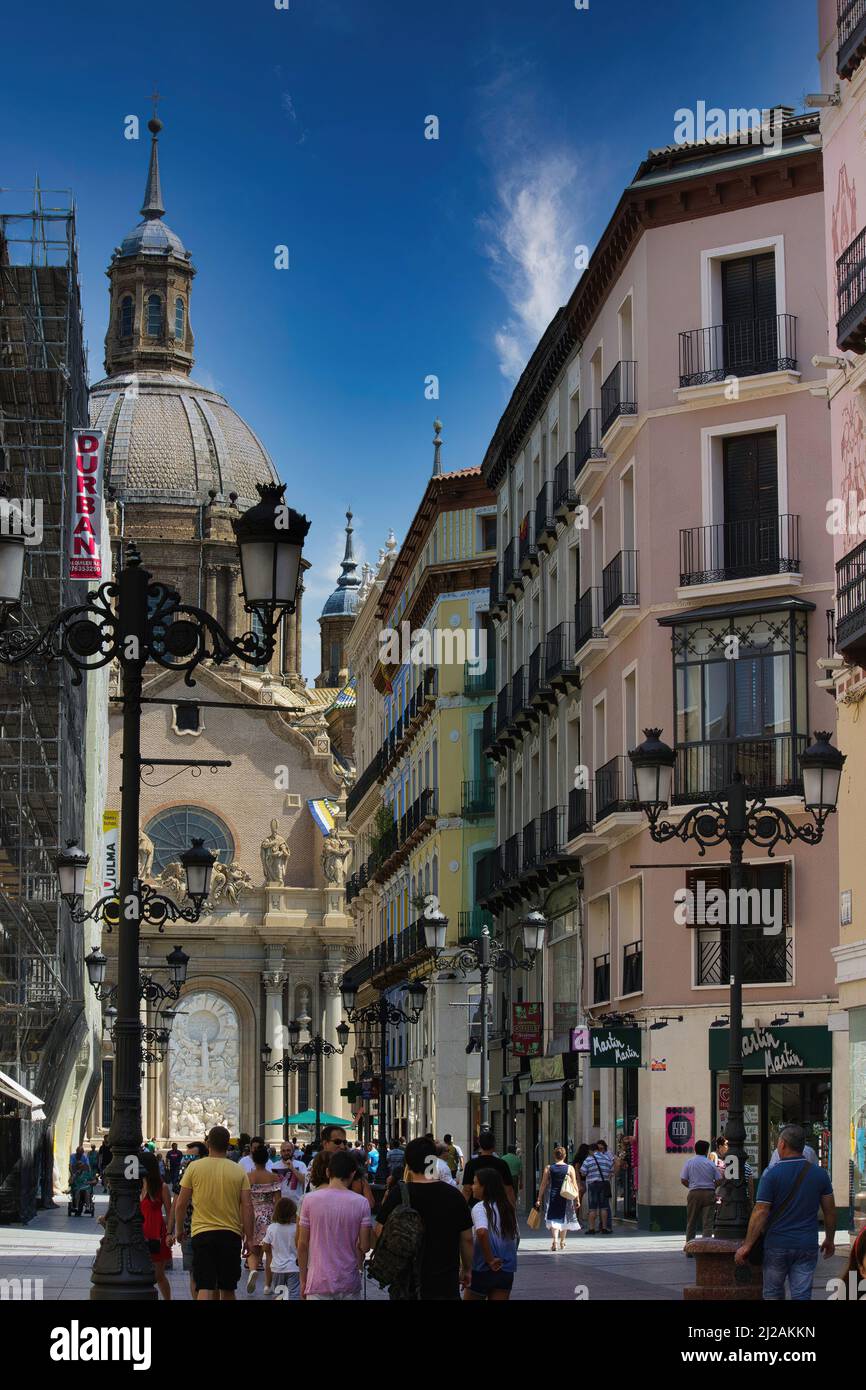 The beautiful city of Zaragoza, Spain, an important tourist and religious destination. Stock Photo