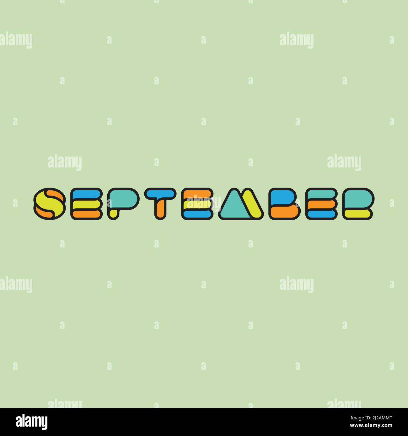September month name. Vector illustration for poster, card, calendar ...