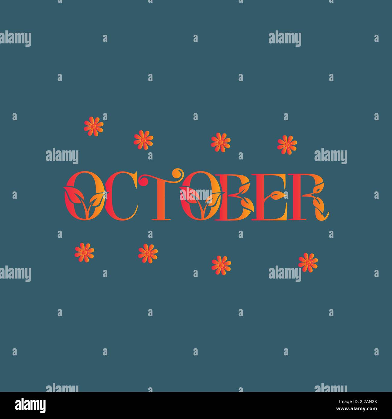 October month name. Vector illustration for poster, card, calendar ...