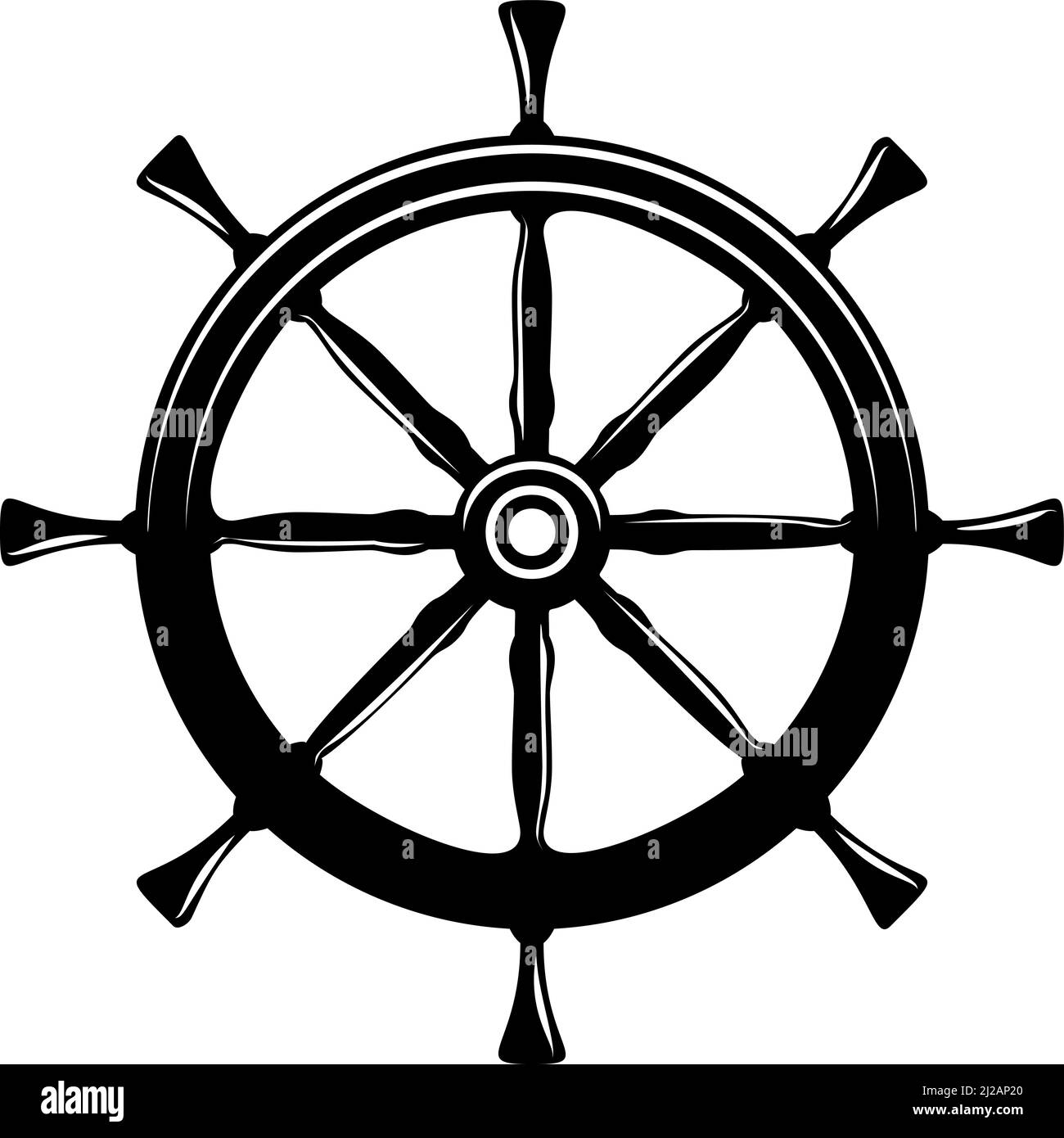 Illustration of steering wheel in vintage monochrome style. Design