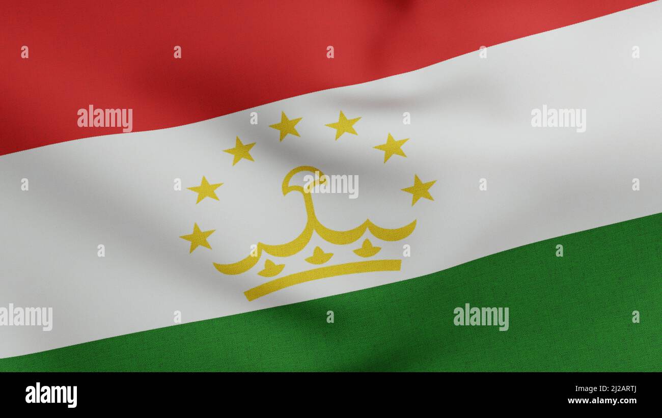 National flag of Tajikistan waving 3D Render, Republic of Tajikistan ...