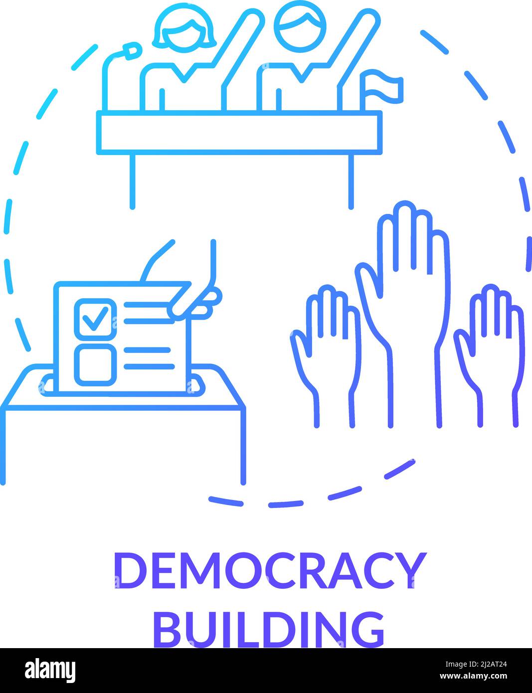 Democracy building blue gradient concept icon Stock Vector