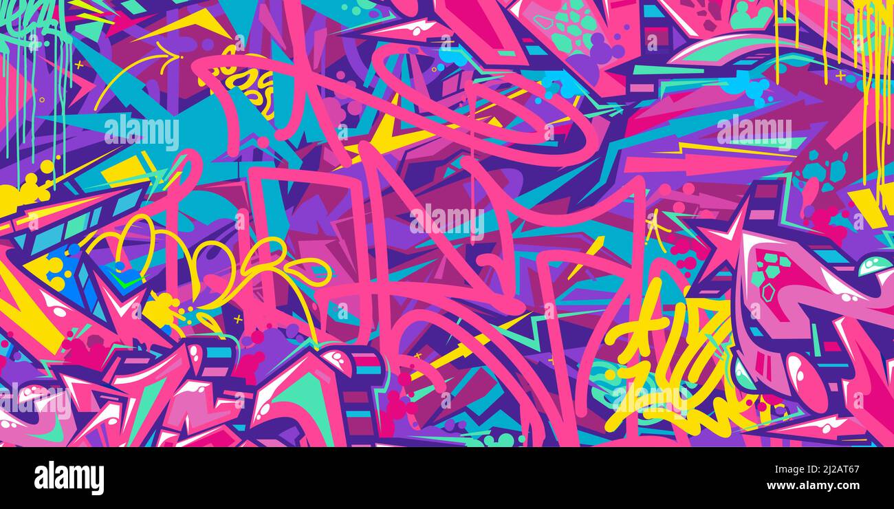 Abstract Colorful Urban Street Art Graffiti Style Vector Illustration Background Template Stock Vector