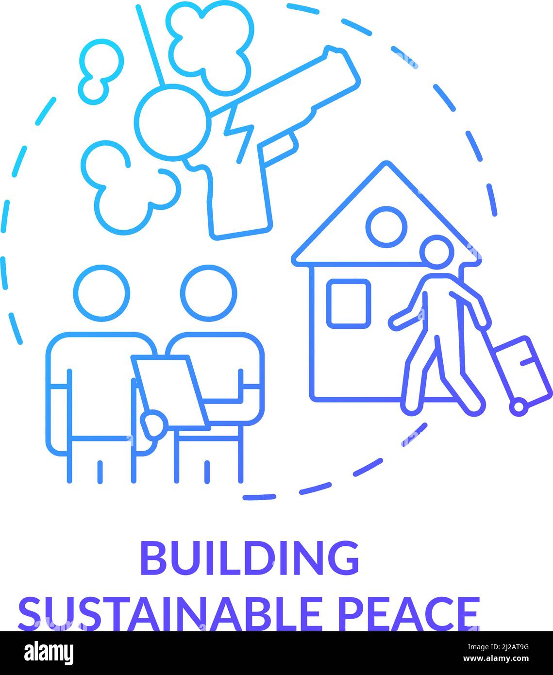 Building sustainable peace blue gradient concept icon Stock Vector