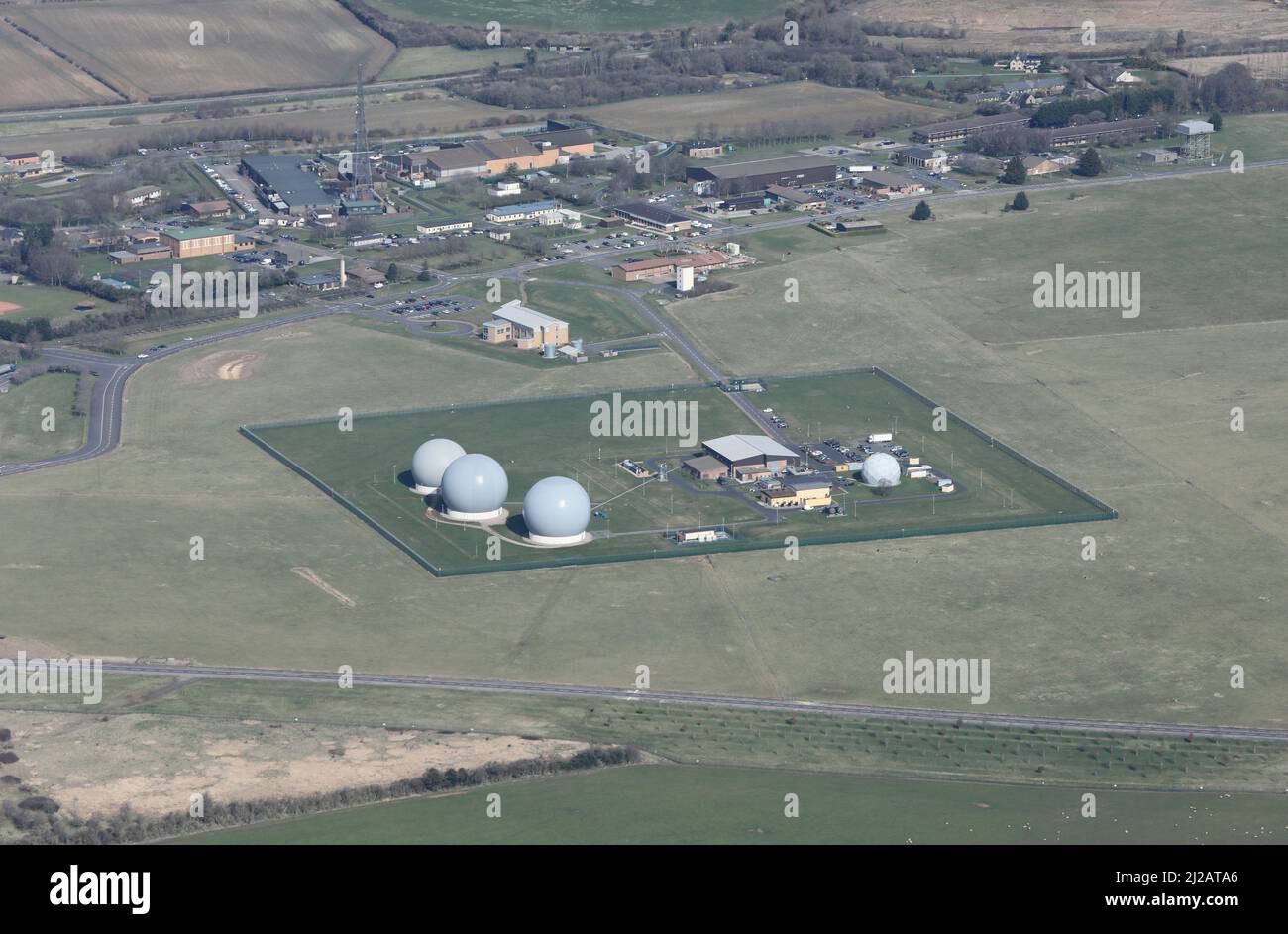 Aerial view of the radar at RAF Croughton in Northamptonshire in England Stock Photo