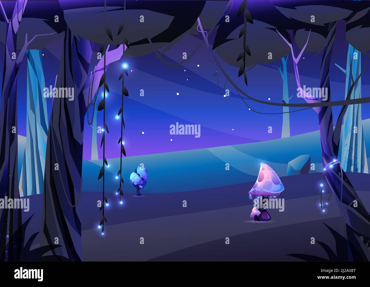 Fantasy landscape with a mysterious mushrooms and trees Stock Photo - Alamy
