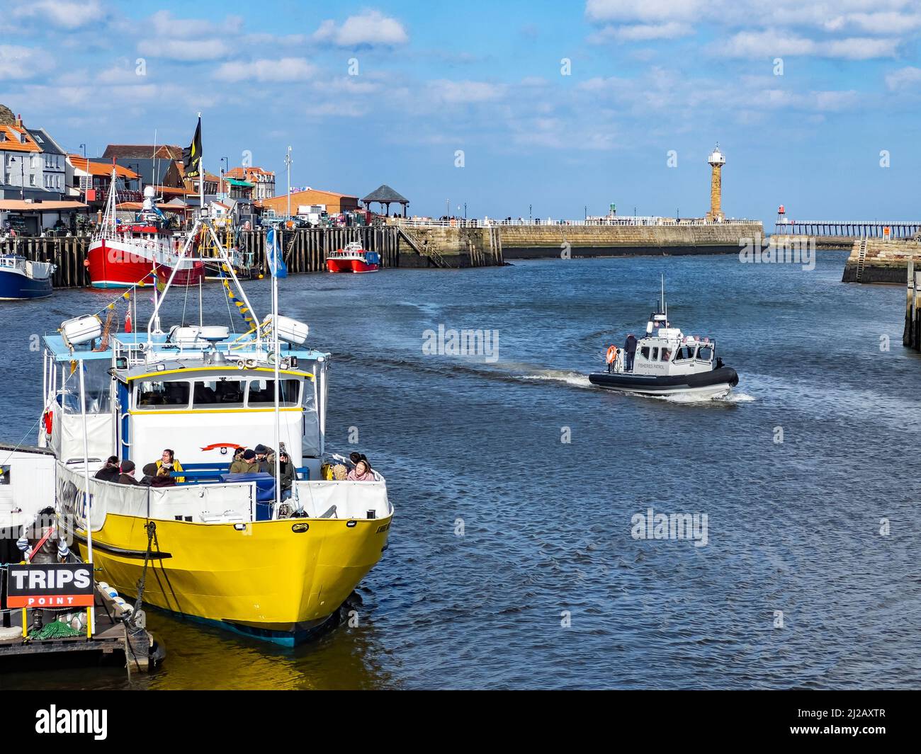 The port of Whitby on the North Yorkshire coast in the northeast of England. Stock Photo